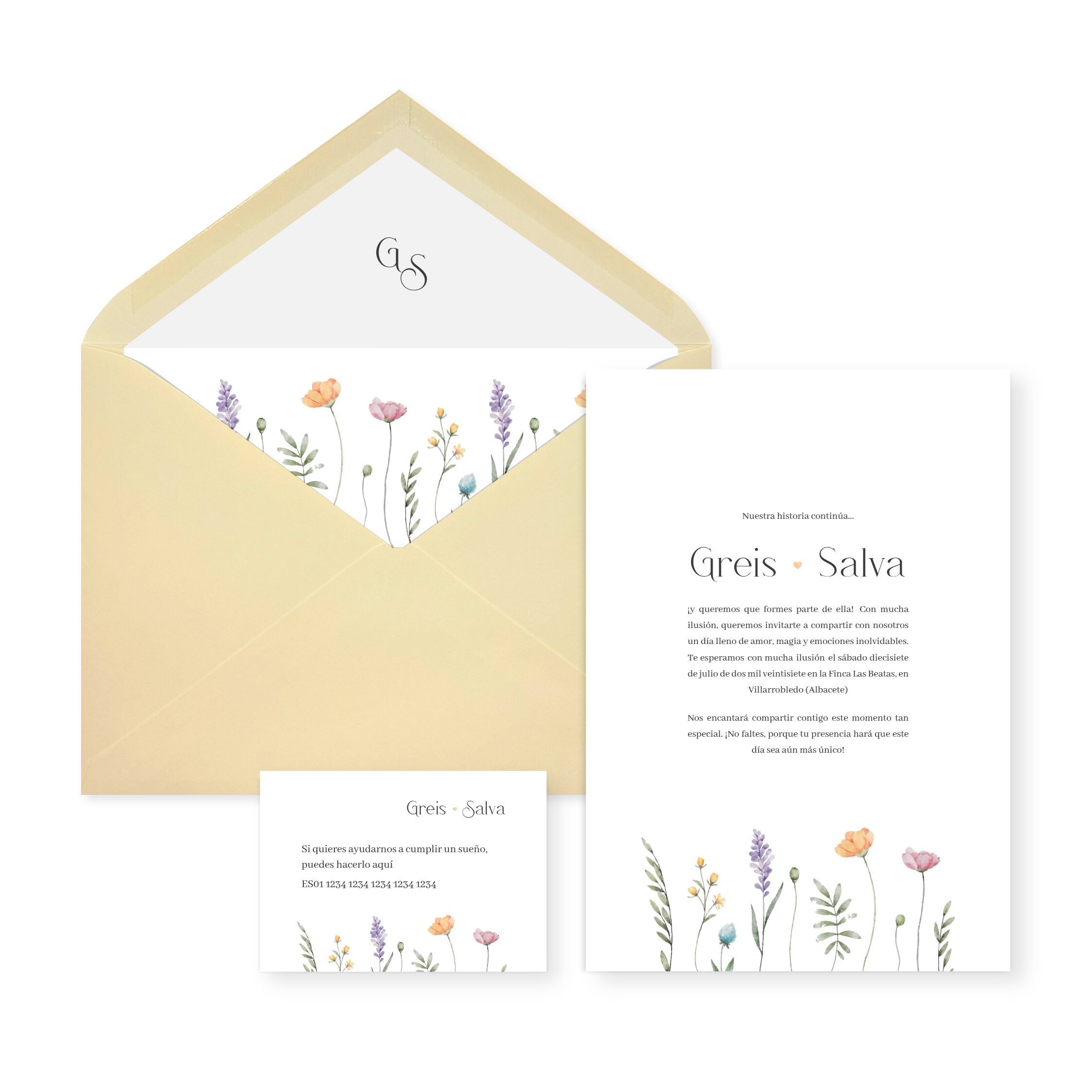 Invitación de boda Camila_sobre abierto crema Invitación de boda Camila_sobre abierto crema
