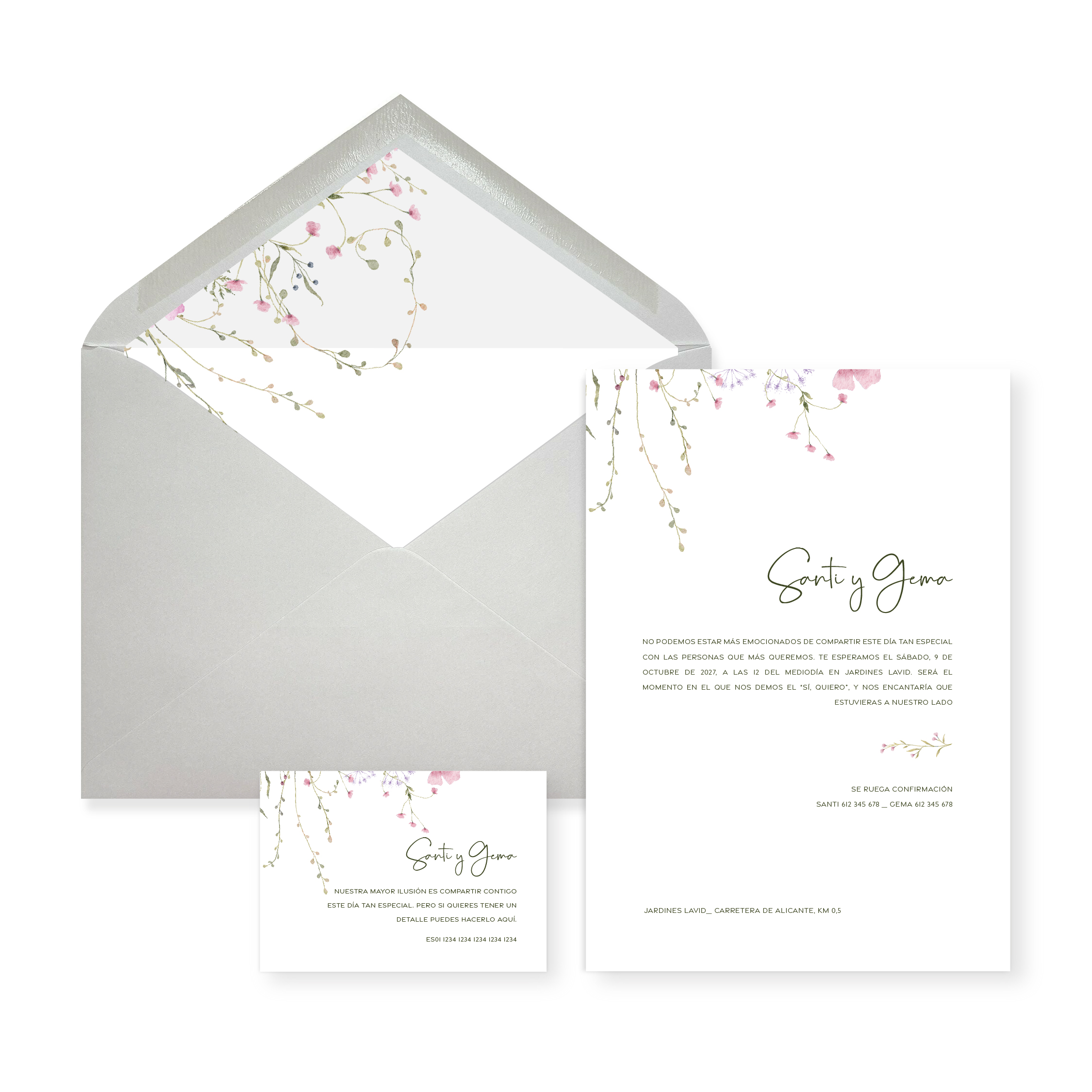 Invitación de boda Isabela_sobre abierto Gris Invitación de boda Isabela_sobre abierto Gris