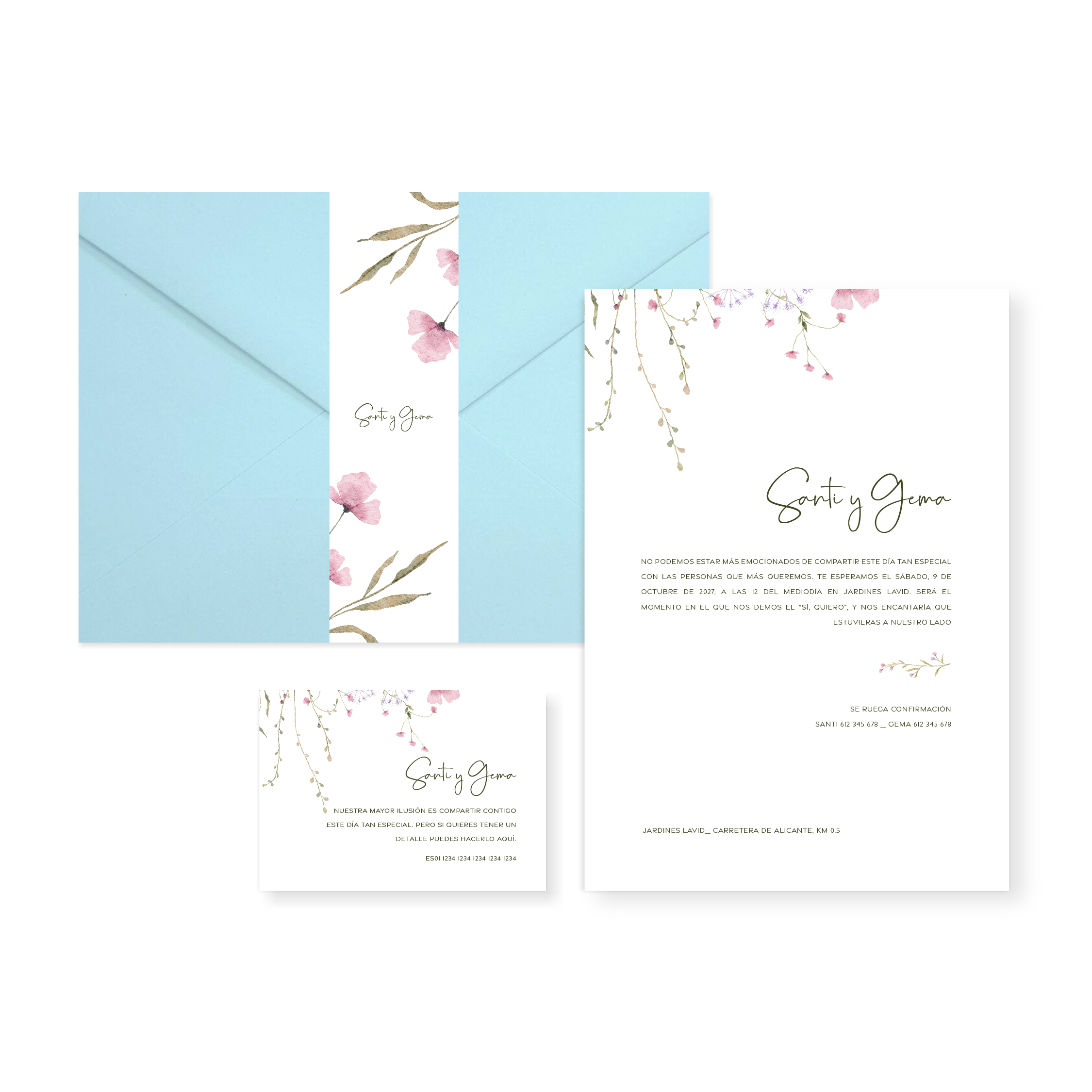 Invitación de boda Isabela_sobre cerrado Celeste Invitación de boda Isabela_sobre cerrado Celeste