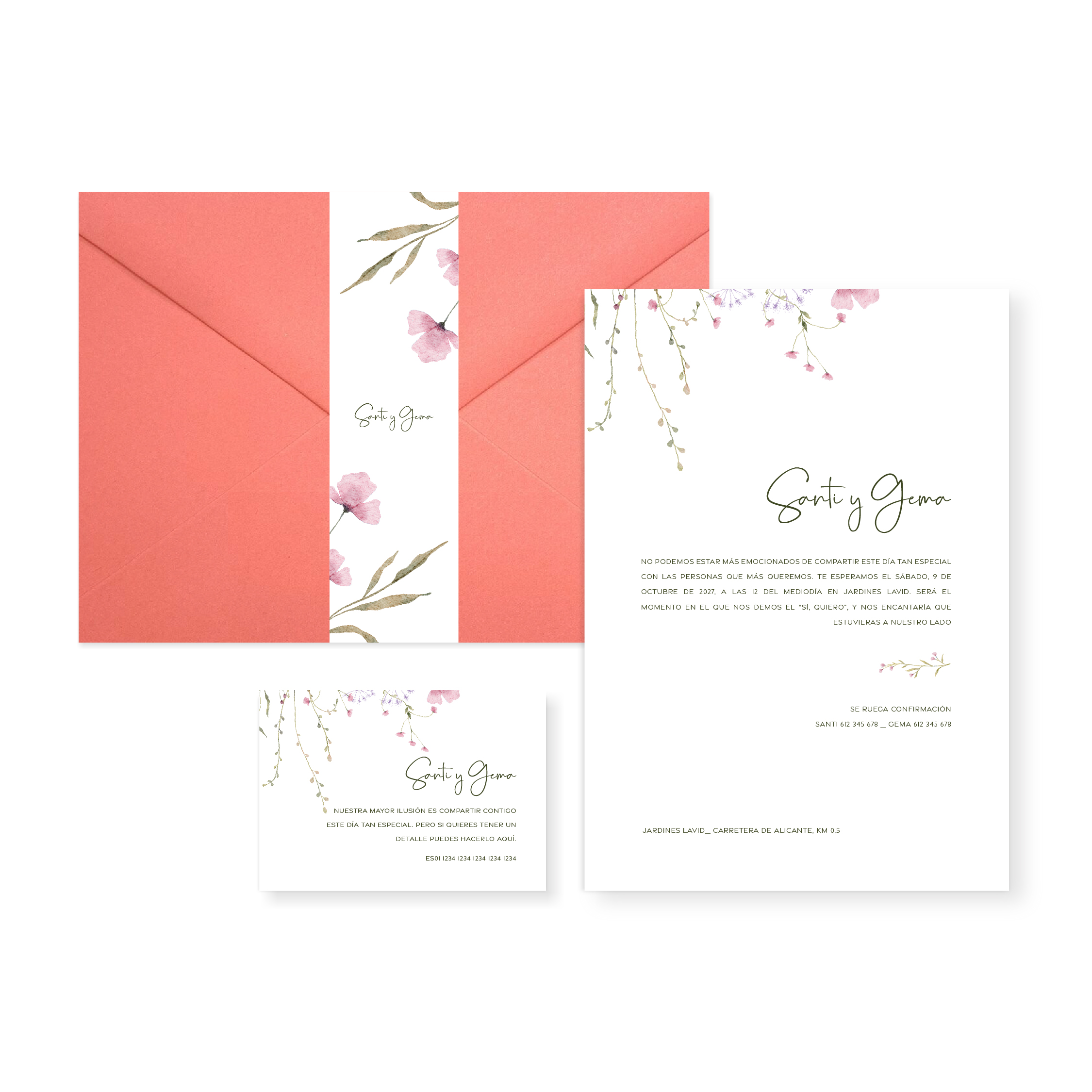 Invitación de boda Isabela_sobre cerrado Coral Invitación de boda Isabela_sobre cerrado Coral