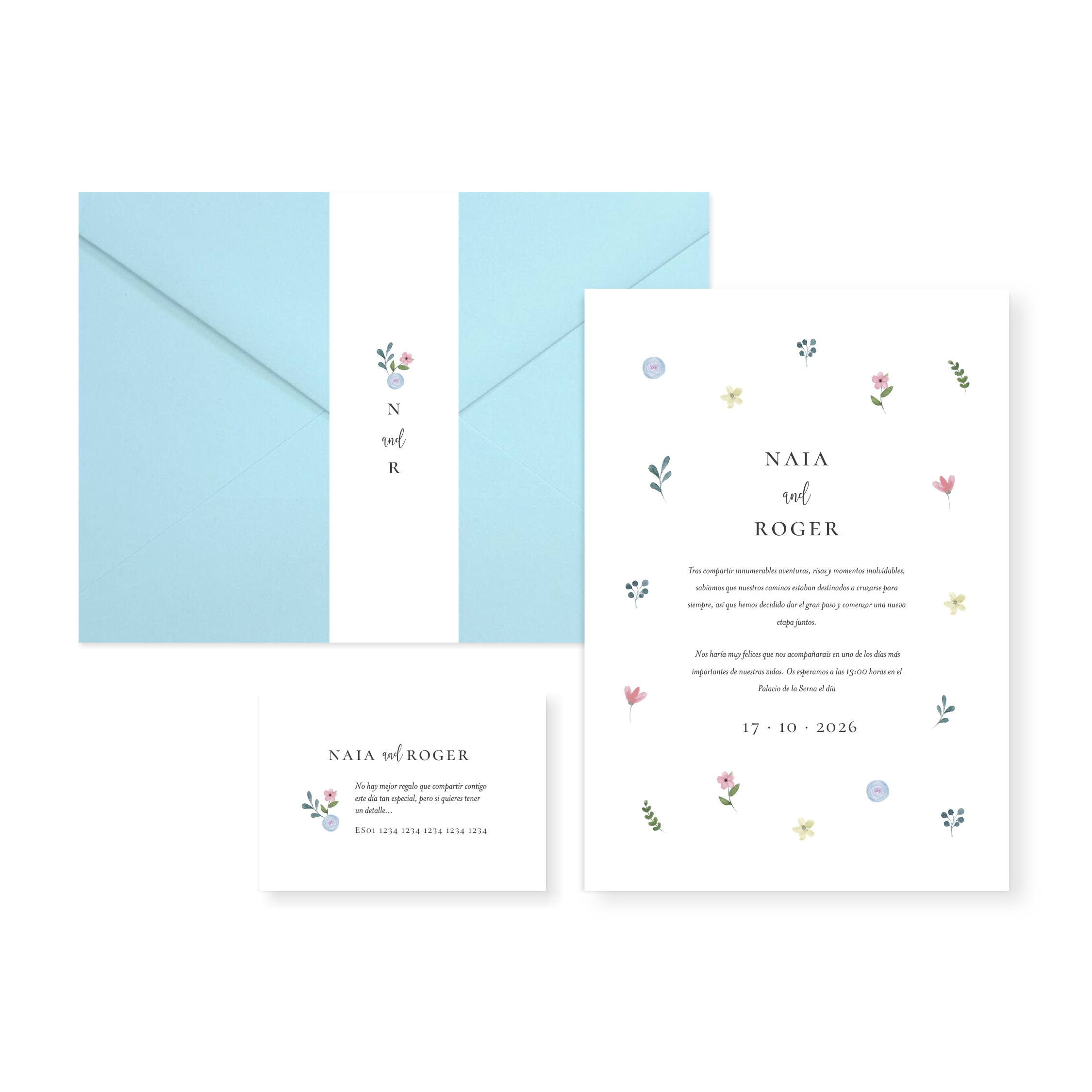 Invitación de boda Nerea_sobre cerrado Celeste