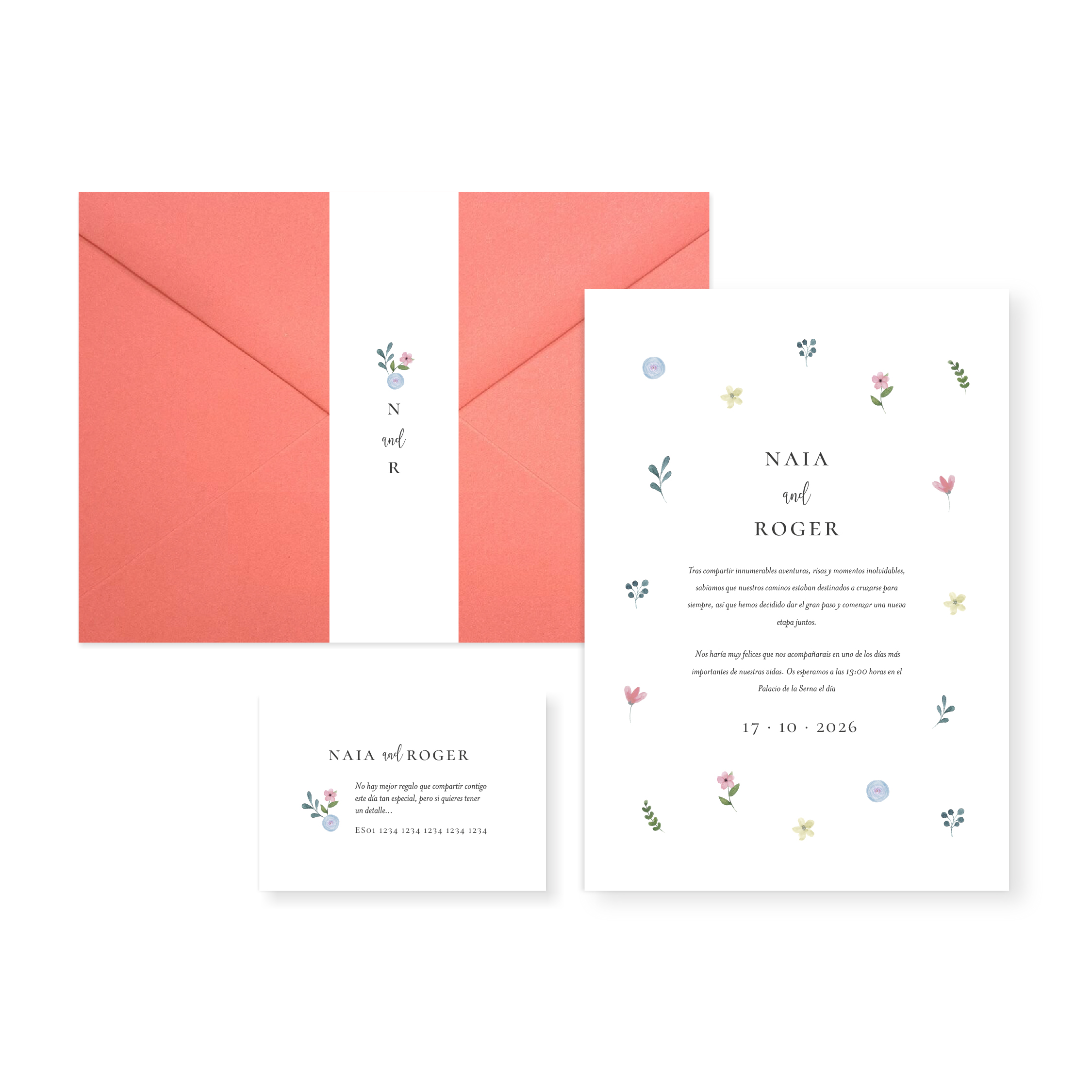 Invitación de boda Nerea_sobre cerrado Coral