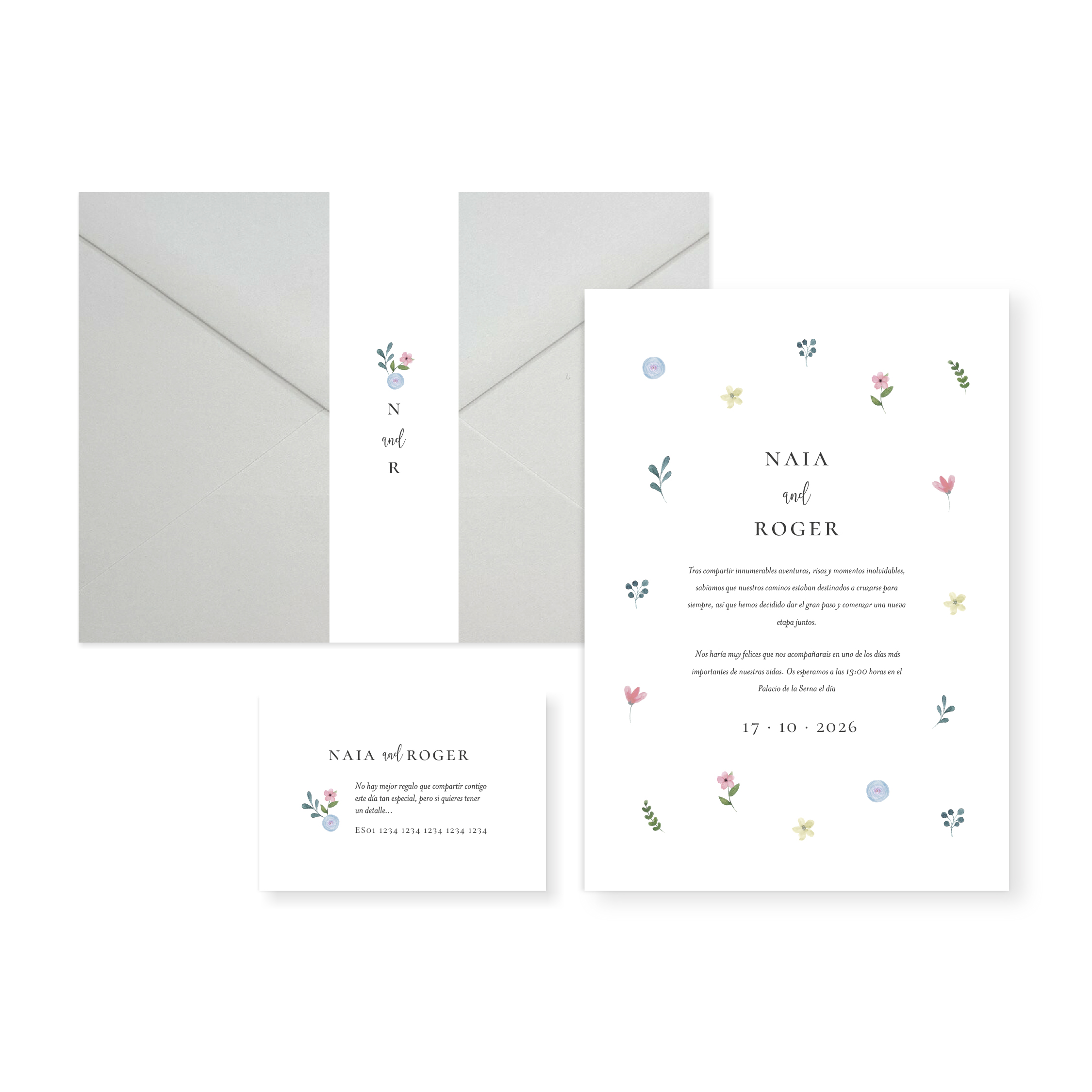 Invitación de boda Nerea_sobre cerrado Gris