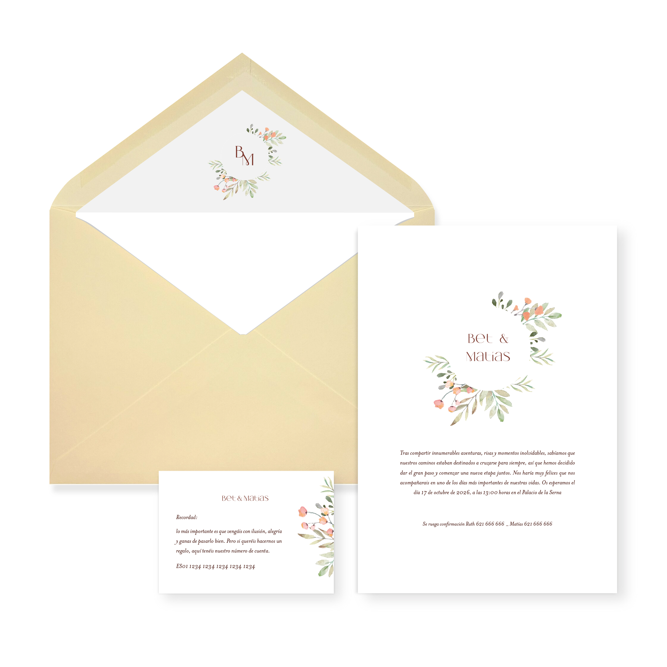 Invitación de boda Renata1_sobre abierto Crema