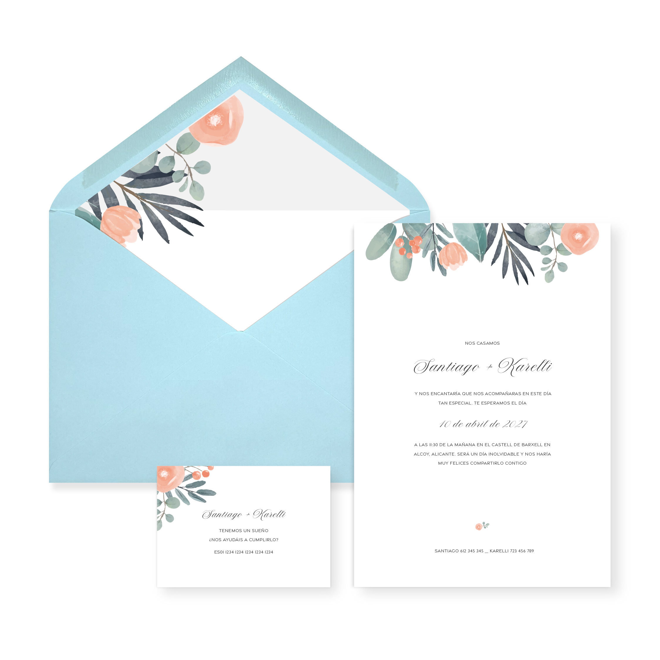 Invitación de boda Valeria_sobre abierto celeste Invitación de boda Valeria_sobre abierto celeste