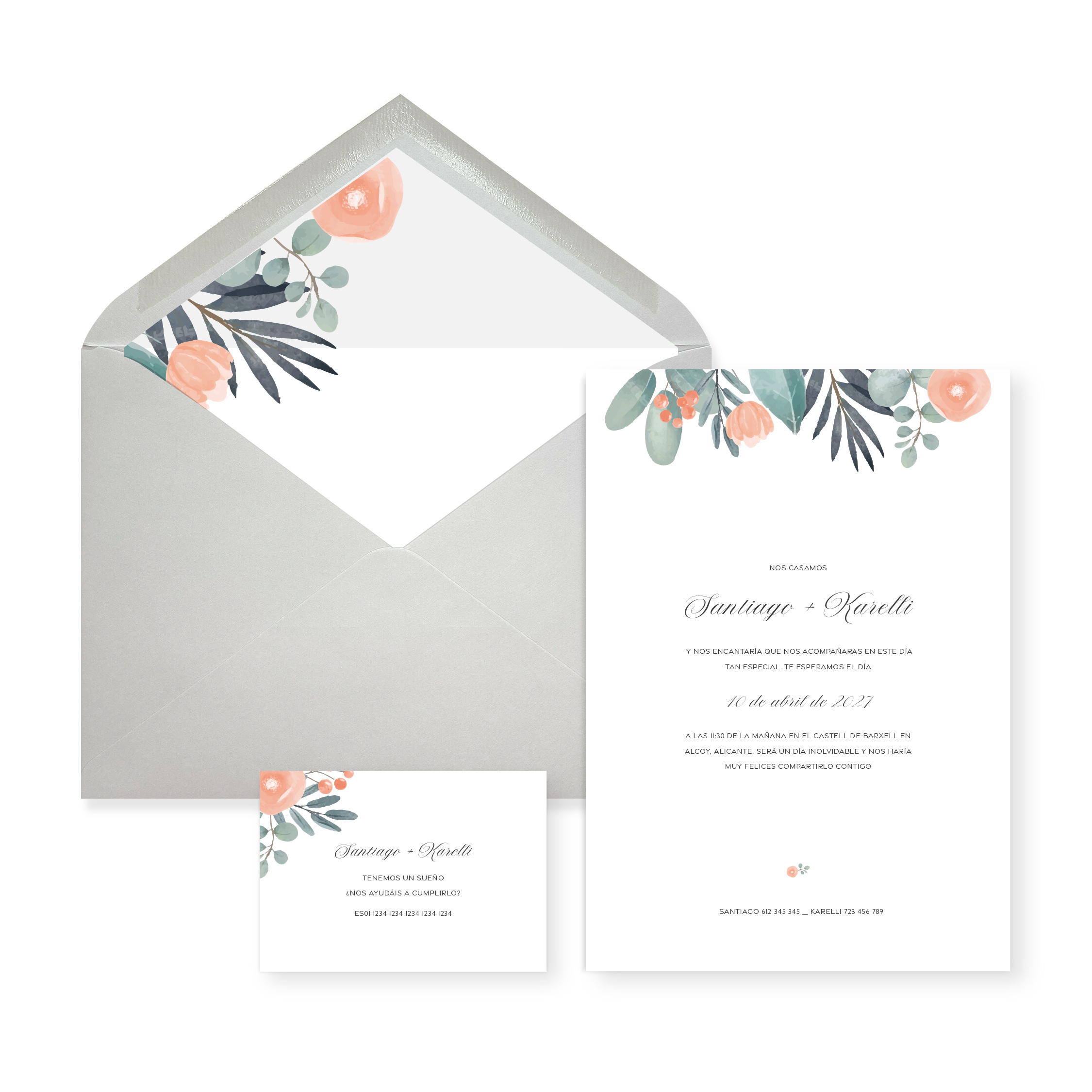 Invitación de boda Valeria_sobre abierto gris Invitación de boda Valeria_sobre abierto gris